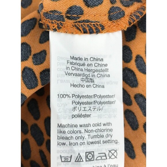 J.Crew Orange Black Spotted Drapey Twill Wrap Dress Sz 0 | Chic Short Sleeve - Picture 9 of 9